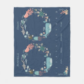 Twin Baby Milestone Blue Under the Sea Animals Fleecedecke (Vorderseite)