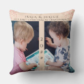 Twin Baby Name Birth Stats Foto Collage Keepake Kissen (Rückseite)