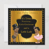 Twin Baby Shower Boy and Girl Ethnic Einladung (Vorderseite)