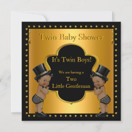 Twin Baby Shower Boys Little Gentleman Ethnic Einladung