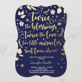 Twin Baby Shower Einladung Gold Blue Marine Junge