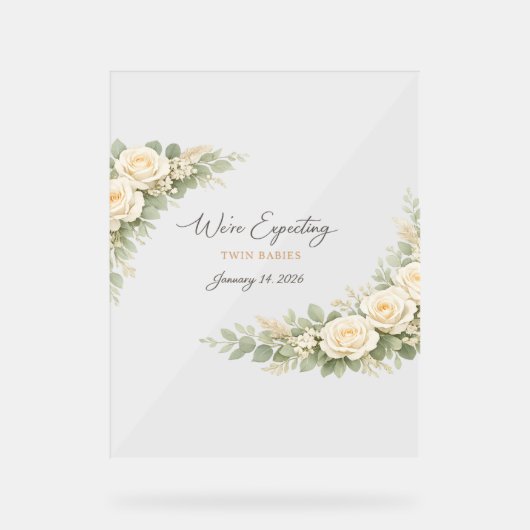 Twin Baby Shower Invitation Botanical Greenery Flo Acrylschild (Vorderseite)