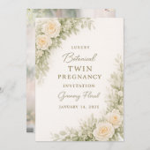 Twin Baby Shower Invitation – Elegant Botanical Fl Einladung (Vorne/Hinten)