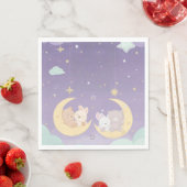 Twin Baby Shower Napkins Sleeping Animals Moon Serviette (Beispiel)