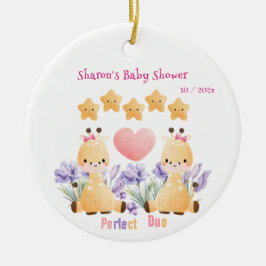 Twin Baby Shower | Niedliche Giraffe Babydusche Keramik Ornament