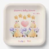 Twin Baby Shower | Niedliche Giraffe Babydusche Pappteller (Vorderseite)
