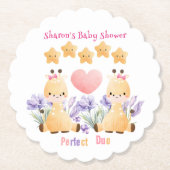 Twin Baby Shower | Niedliche Giraffe Babydusche Untersetzer (Vorderseite)