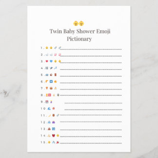 Twin Baby Shower Pictionary Game - mit Antwort Flyer