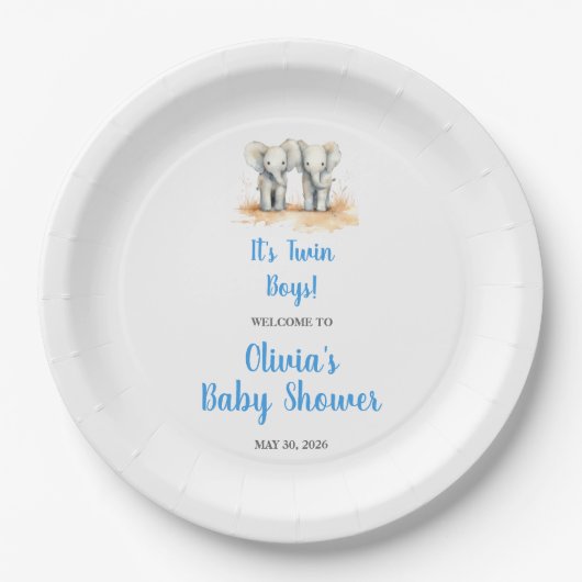Twin Baby Shower Plate Pappteller (Vorderseite)