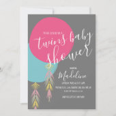 Twin Baby Shower Tassel Boho Ballon Einladung (Vorderseite)