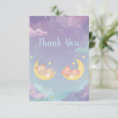 Twin Baby Shower Thank You Card Sleeping Animals (Stehend Vorderseite)