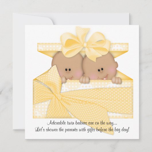 TWIN Babydusche Einladung Afro American (Vorderseite)