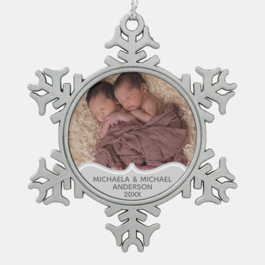 TWIN Babys 1. Weihnachtsfeier FOTO Ornament Elegan (Vorderseite)