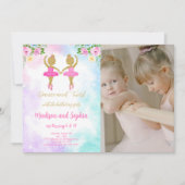 Twin Ballerina Foto Einladung (Vorderseite)