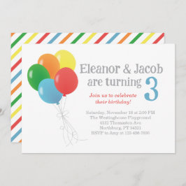 Twin Balloon Birthday Einladung zum klassischen Pa