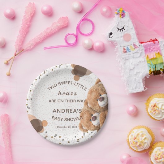 Twin Bears Babydusche Teller (Party)