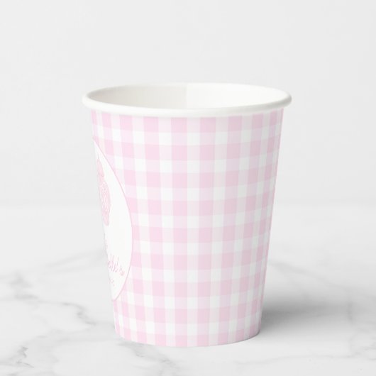Twin Birthday Ginger Jars Coquette Pink Gingham Pappbecher (Links)