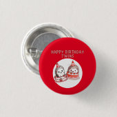 Twin Birthday Igel Quill Keepers Button (Vorne & Hinten)