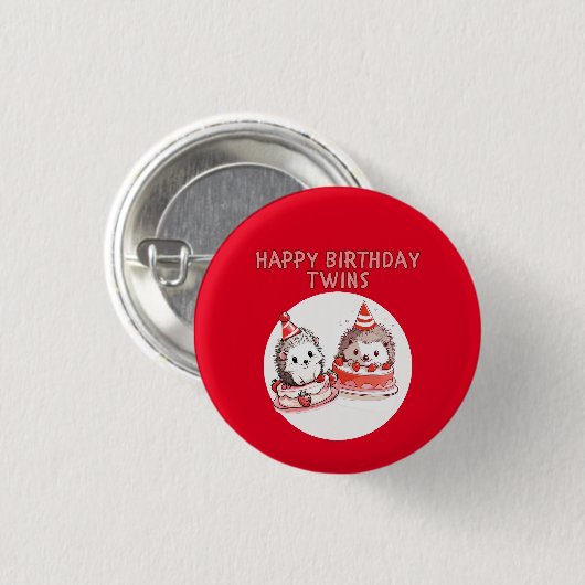 Twin Birthday Igel Quill Keepers Button (Vorne & Hinten)