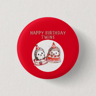 Twin Birthday Igel Quill Keepers Button