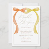 Twin Birthday Invitation Double the Fun Watercolor Einladung (Vorderseite)