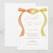 Twin Birthday Invitation Double the Fun Watercolor Einladung (Vorne/Hinten)