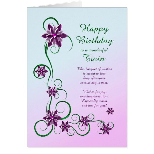 Twin Birthday mit Rollen und Blume (Vorne)