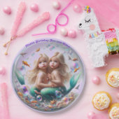 Twin Blonde Little Mermaids Blase Pappteller (Party)