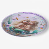 Twin Blonde Little Mermaids Blase Pappteller (Schrägansicht)