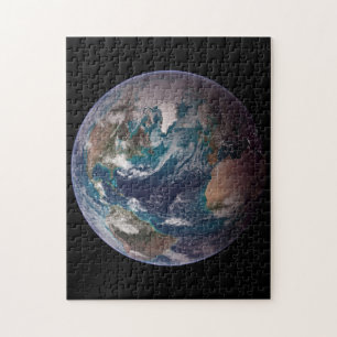 Twin Blue Marbles - West - Planet Earth Black Puzzle