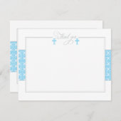 Twin Blue Taufal Flat Vielen Dank Hinweis Mitteilungskarte (Vorne/Hinten)