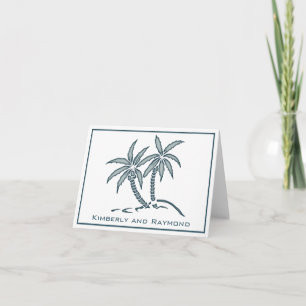 Twin Blue Tropical Palm Trees Personalisiert Dankeskarte