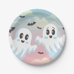 Twin Boos Halloween-Kinderdusche Pappteller
