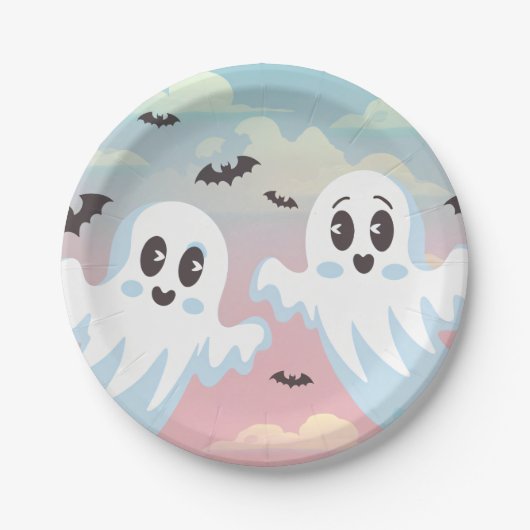 Twin Boos Halloween-Kinderdusche Pappteller (Vorderseite)