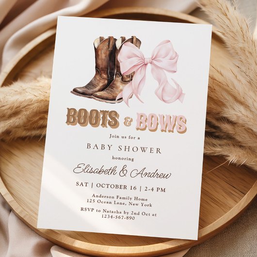 TWIN Boots & Bows Baby Shower Invitation Einladung