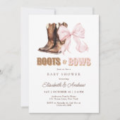 TWIN Boots & Bows Baby Shower Invitation Einladung (Vorderseite)