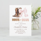 TWIN Boots & Bows Baby Shower Invitation Einladung (Stehend Vorderseite)