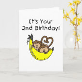 Twin Boy Affen 2. Geburtstag Karte (Gelbe Blume)