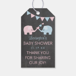 Twin Boy and Girl Elephants Babydusche Vielen Dank Geschenkanhänger