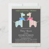 Twin Boy and Girl Giraffe Babydusche Einladung (Vorderseite)