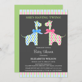 Twin Boy and Girl Giraffe Babydusche Einladung