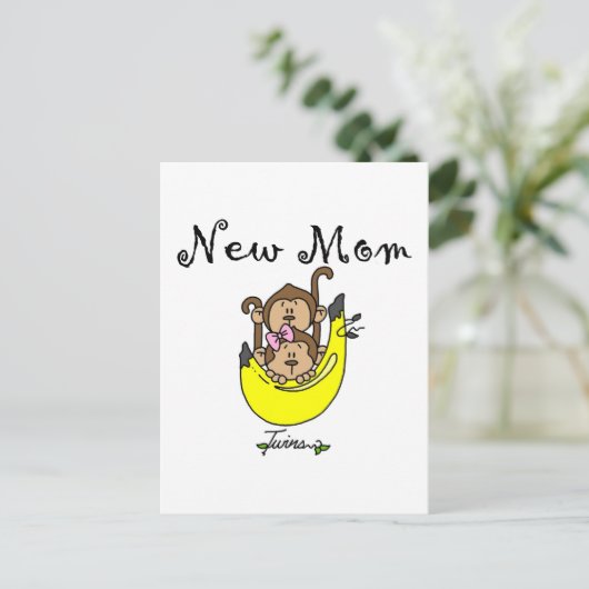 Twin Boy and Girl Junge Mutter Tshirts Postkarte (Stehend Vorderseite)