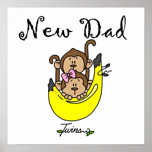 Twin Boy and Girl New Dad Geschenke Poster (Vorne)