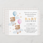 Twin Boy and Girl Pink Blue Baby Showet Einladung (Vorne/Hinten)