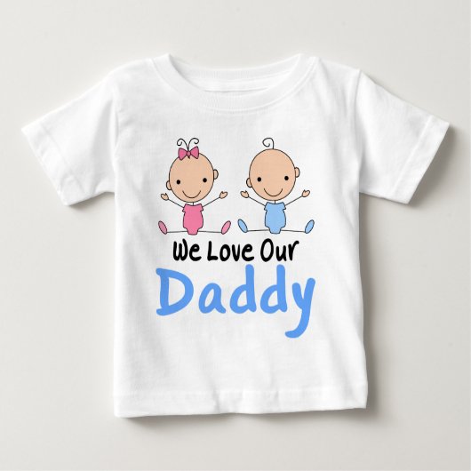 Twin Boy and Girl Strichmännchen Babies Baby T-shirt (Vorderseite)