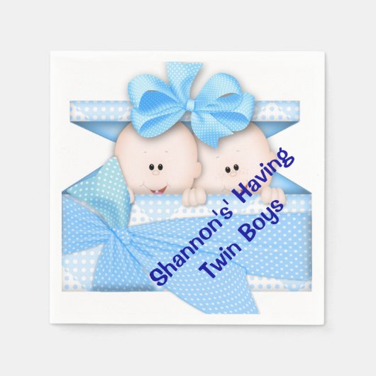 Twin Boy Baby Showpapier Napkins Serviette (Vorderseite)