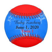 Twin Boy Birth Stats Red White Blue Baseball (Vorderseite)