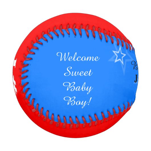 Twin Boy Birth Stats Red White Blue Baseball (Vorderseite Links)