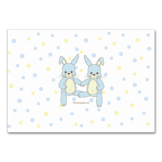 Twin Boy Bunny Rabbits Babydusche Windelwindeln Tischnummer (Rückseite)