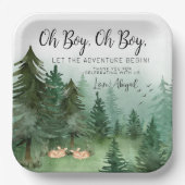 Twin Boy Deer Woodland Baby Dusche Pappteller (Vorderseite)